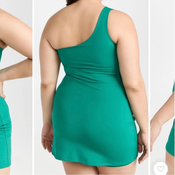 NWT girlfriend collective "bianca" sport one shoulder dress green "saguaro" XXL - Picture 4 of 12